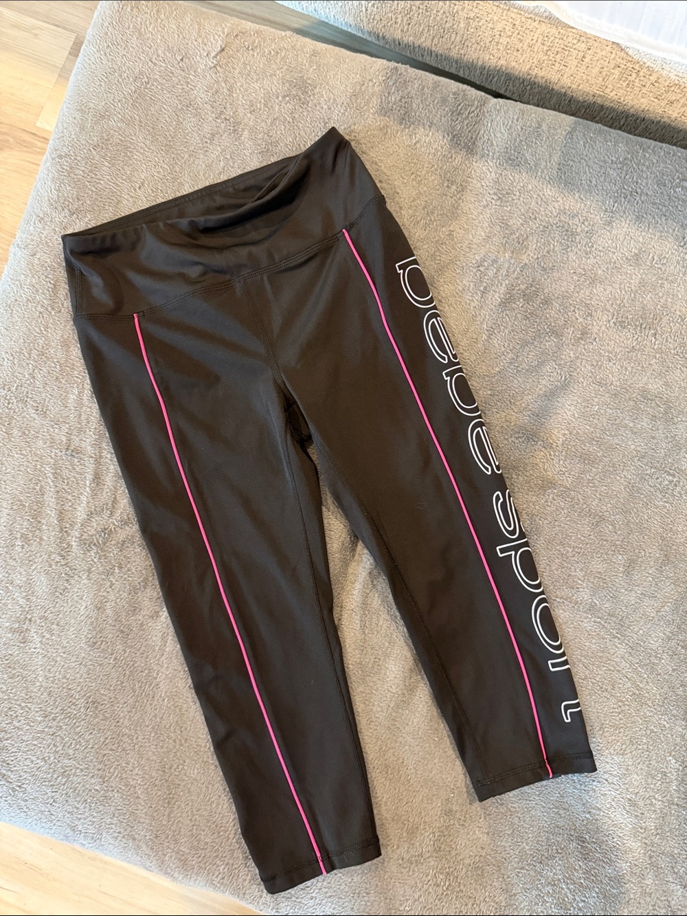 bebe Black Leggings with Pink Piping